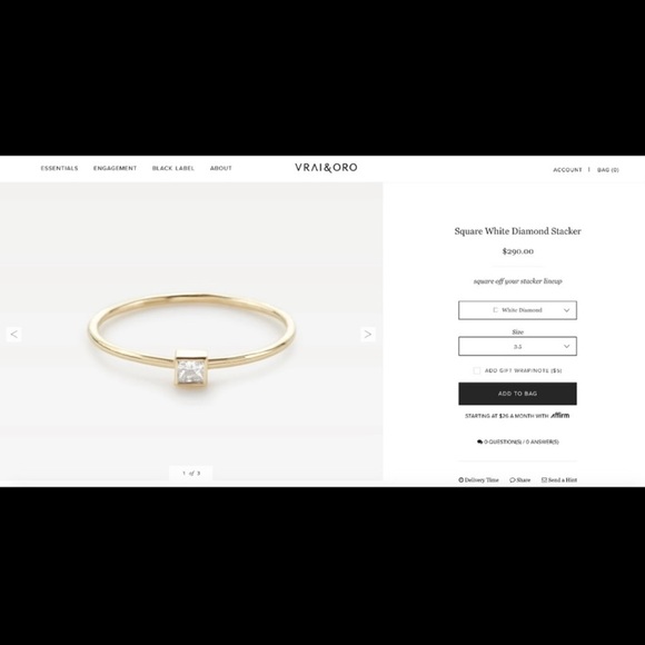 Thin Stacking Square Diamond Ring size 8 - Picture 2 of 3